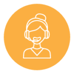 Icon depicting a Medicare coverage helpine customer service representative with a headset.