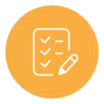 Checklist icon with a pencil, representing Medicare enrollment assistance